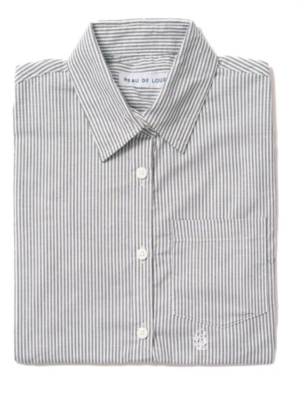Peau de Loup grey striped short sleeve button up